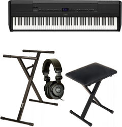 Pack clavier Yamaha P-525B Noir  + Casque + Banquette Pliable  + Stand - Noir