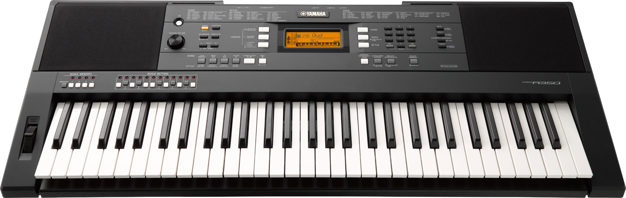 Pack Yamaha PSR-A350 oriental - Clavier arrangeur 61 notes + Stand en X